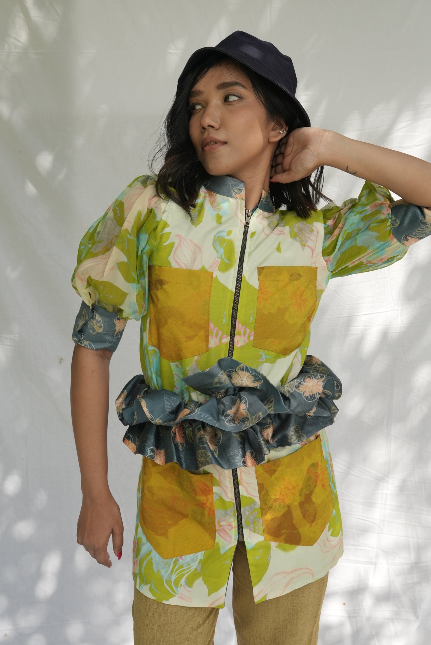 Ruffle Waistband Jacket