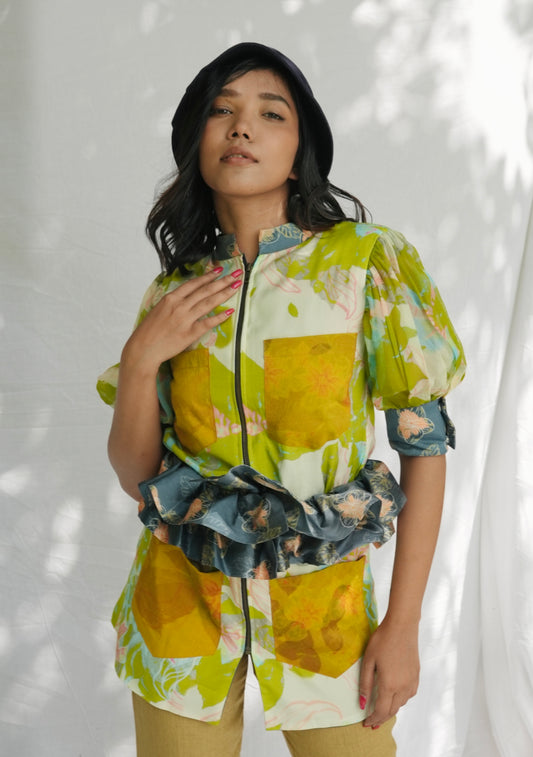 Ruffle Waistband Jacket