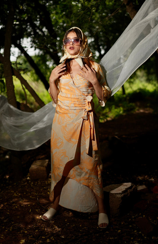 Pleated Wrap Dress